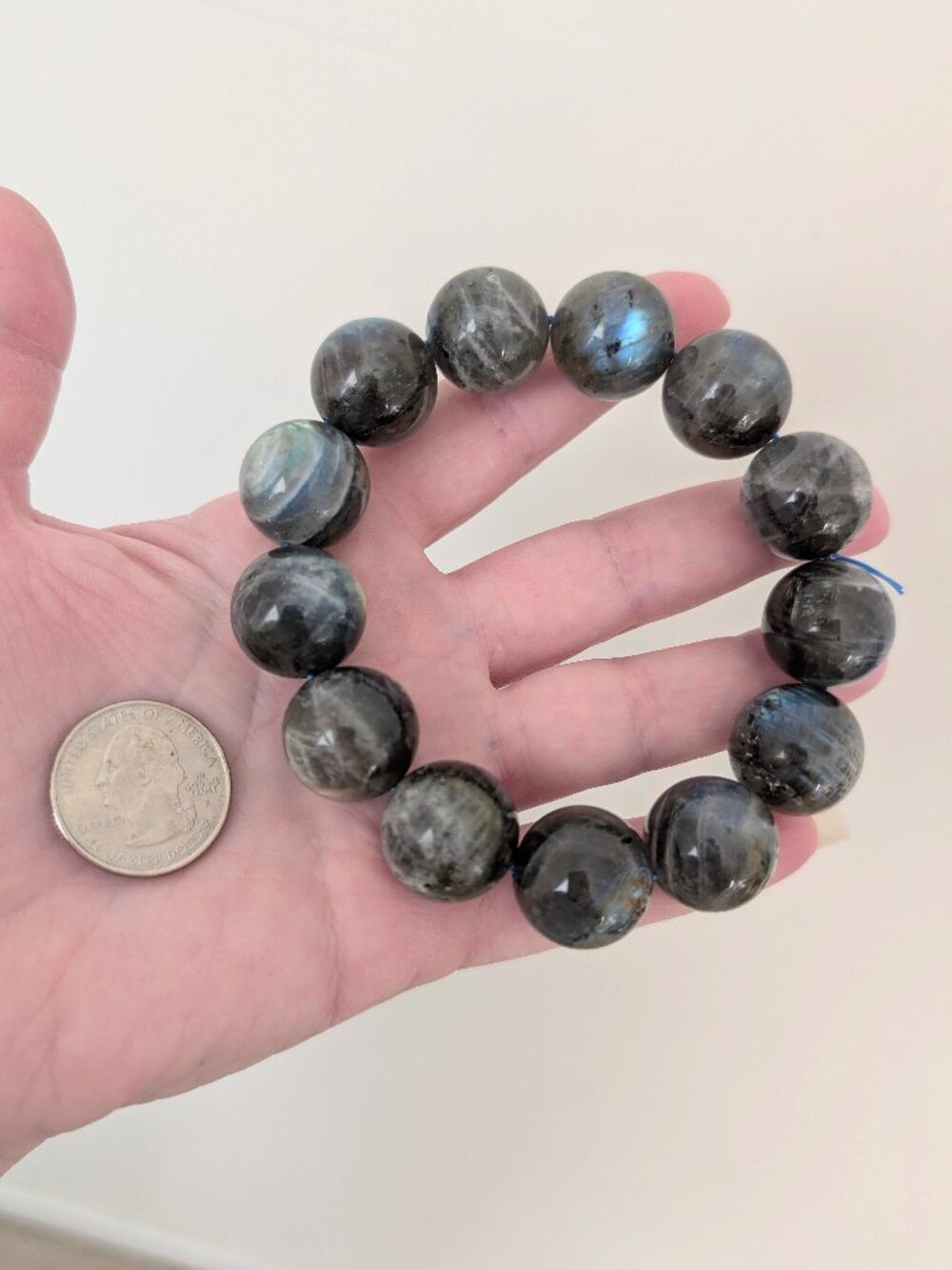Beautiful Flashy Large Bead Natural Labradorite Crystal Bracelet